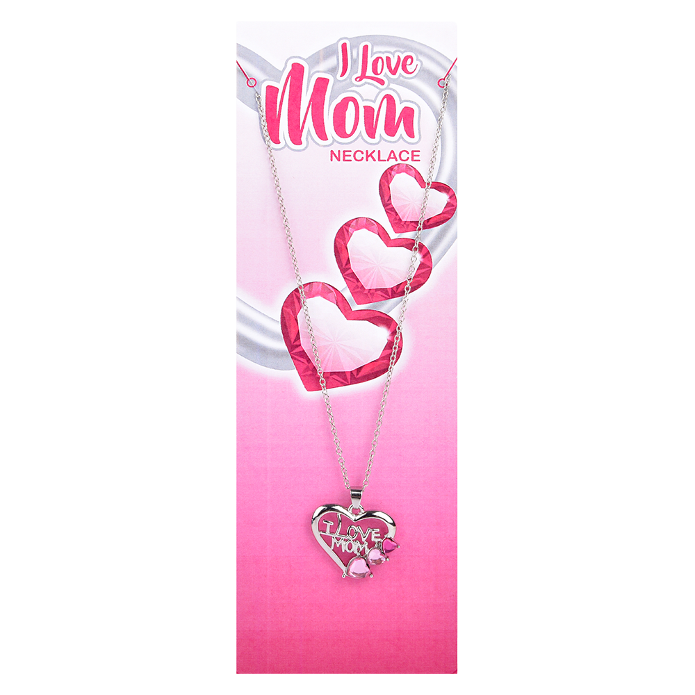 Mom Necklace with Pink Stones - 263