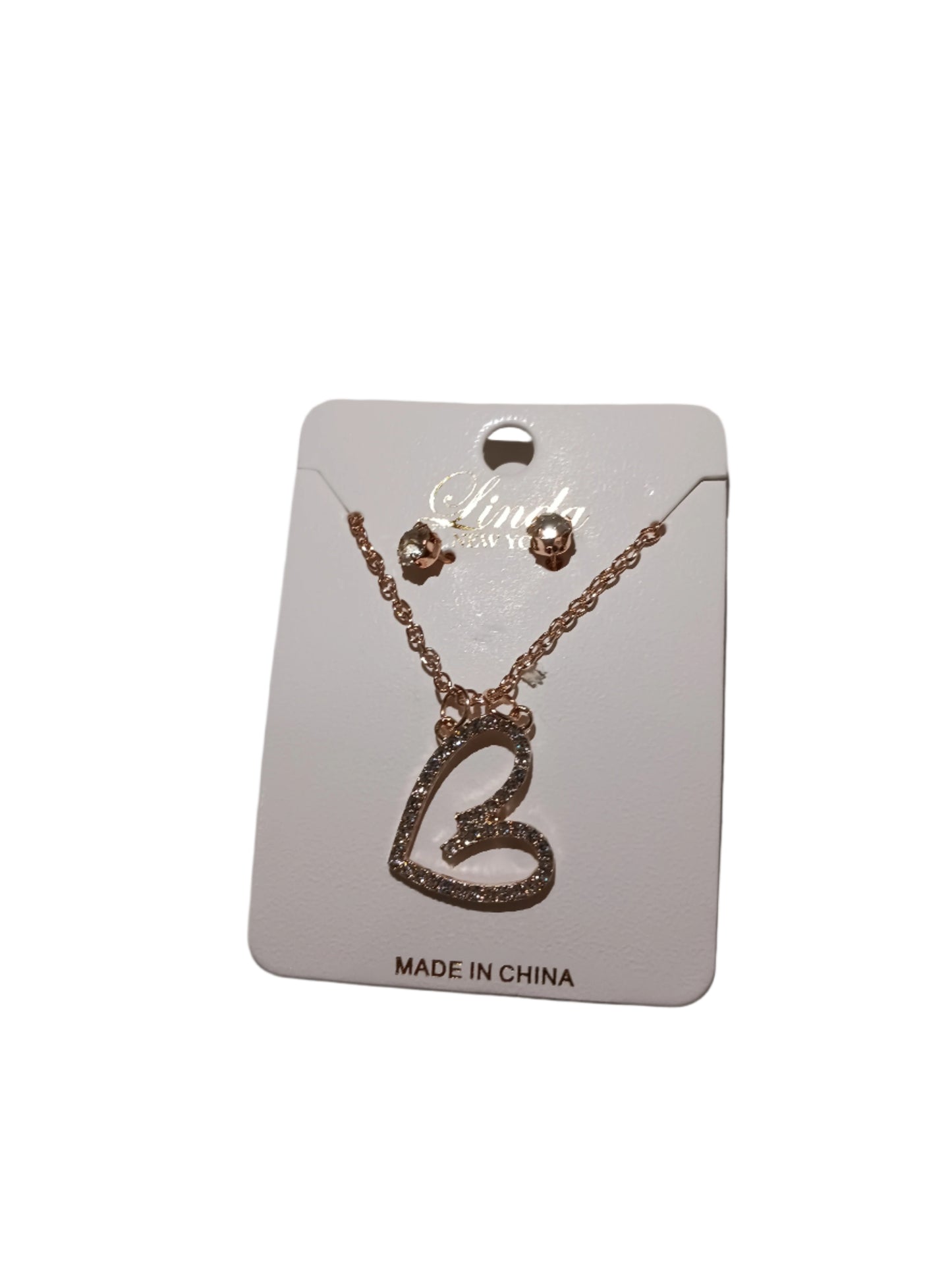 Gold Heart Necklace/Earring Set