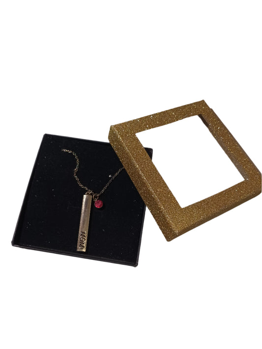 Mom Bar Necklace Gold Glitter Box