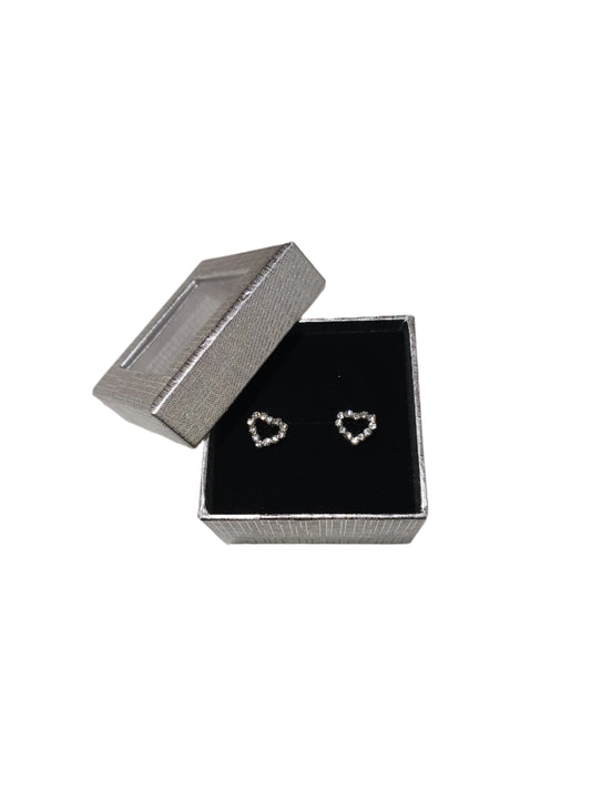 Silver Boxed Heart Earrings