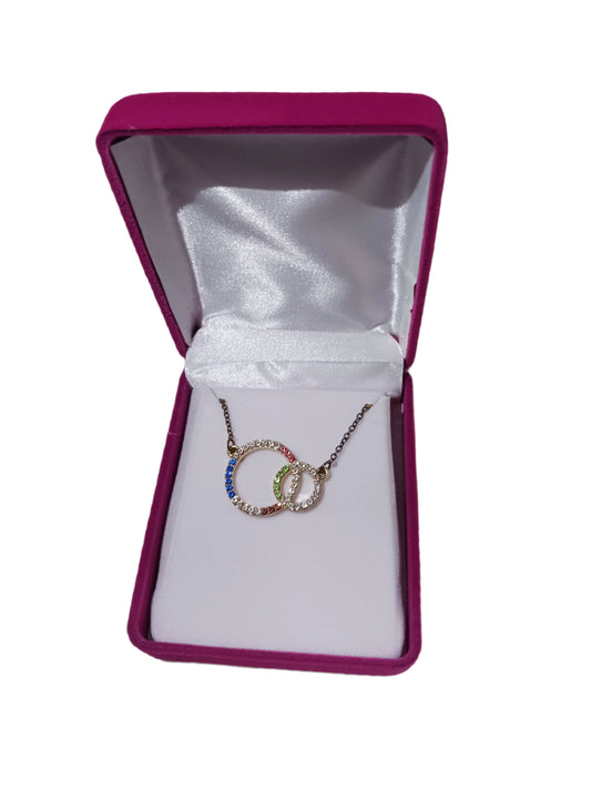 Double Circle Necklace Pink Box