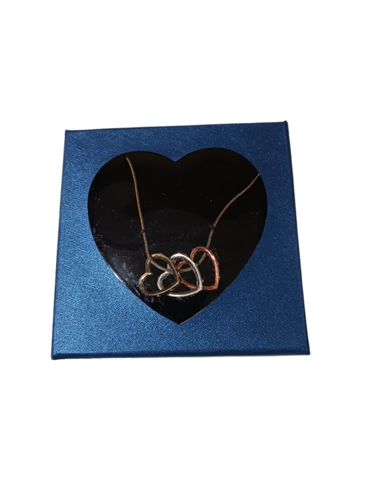 Triple Heart Necklace Blue Box