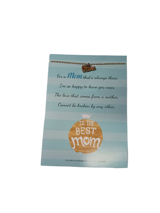 Mom Necklace on Blue Card