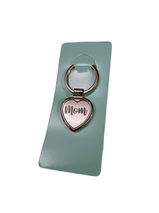 Mom Silver Heart Keychain