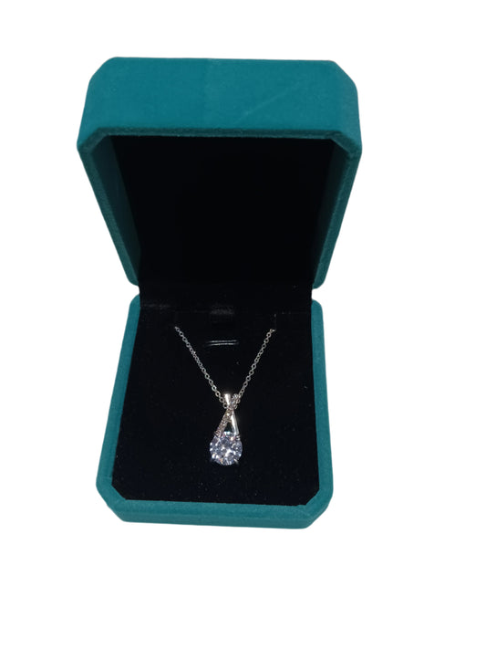 Crystal Stone Pendant Necklace Green Box