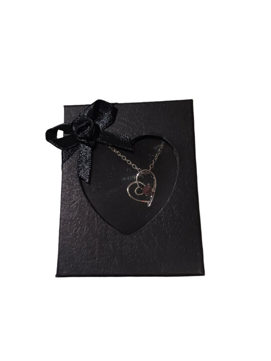 Crystal Heart Necklace Black Box