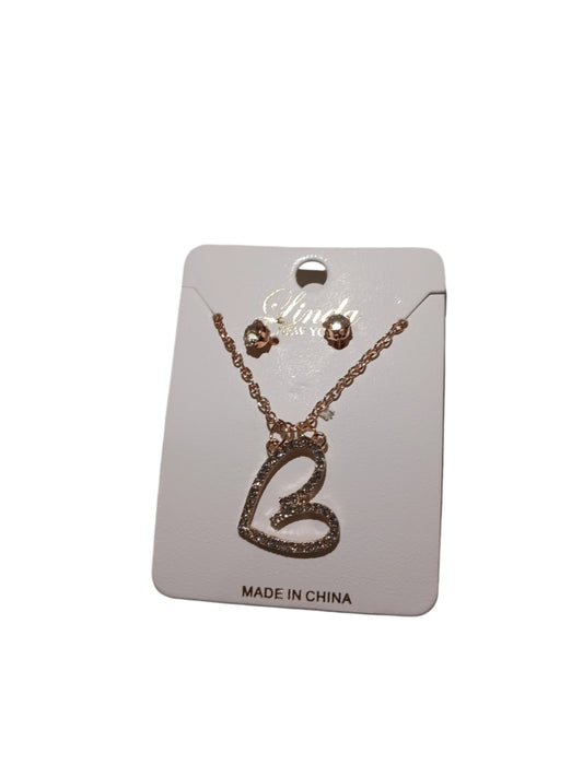 Gold Heart Necklace/Earring Set