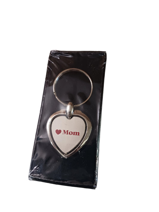 Silver Mom Heart Keychain